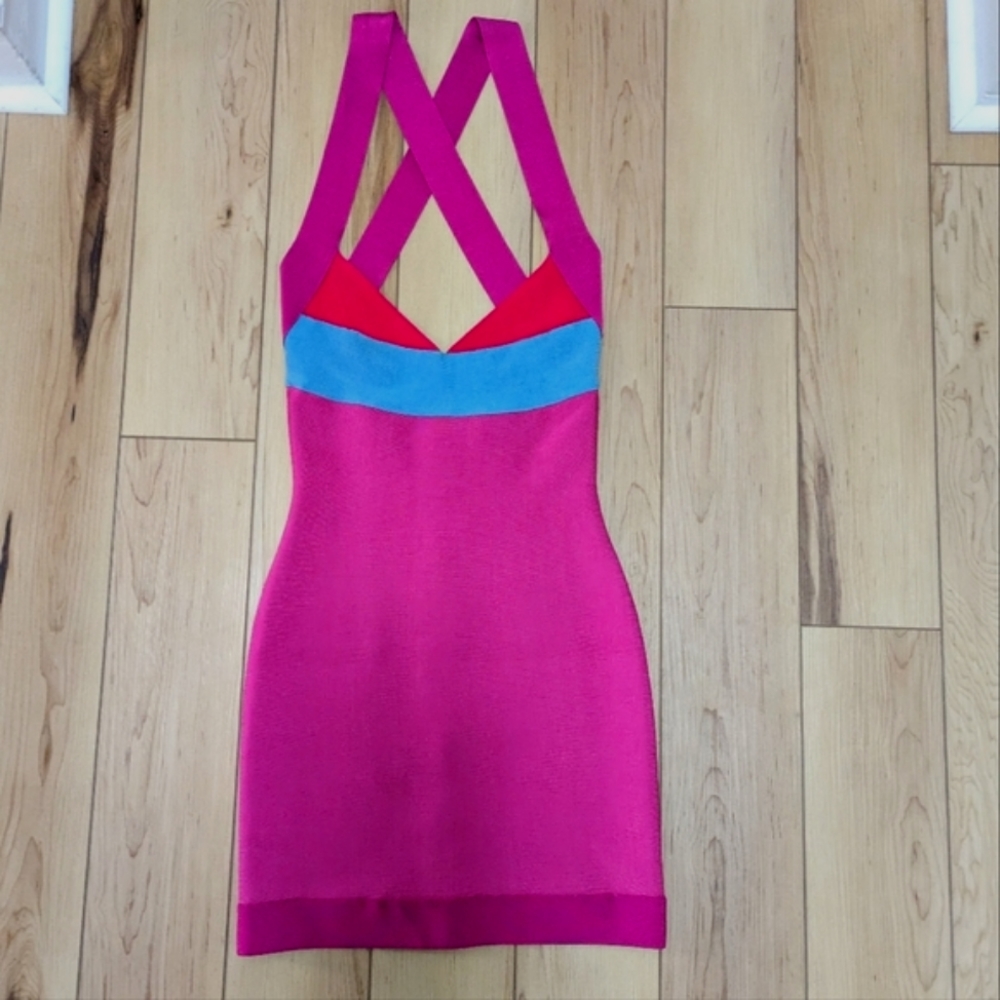 Herve Leger Color Block Bandage Dress size S